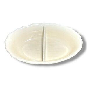 CorningWare Stoneware Divided Serving Dish 1 Qt Oval Microwave Oven Safe